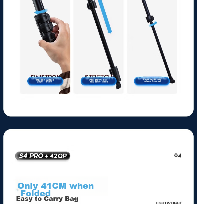 Штатив Fotopro S4 PRO+42QP с панорамной шаровой головкой для фотокамер Sony, Canon, Nikon