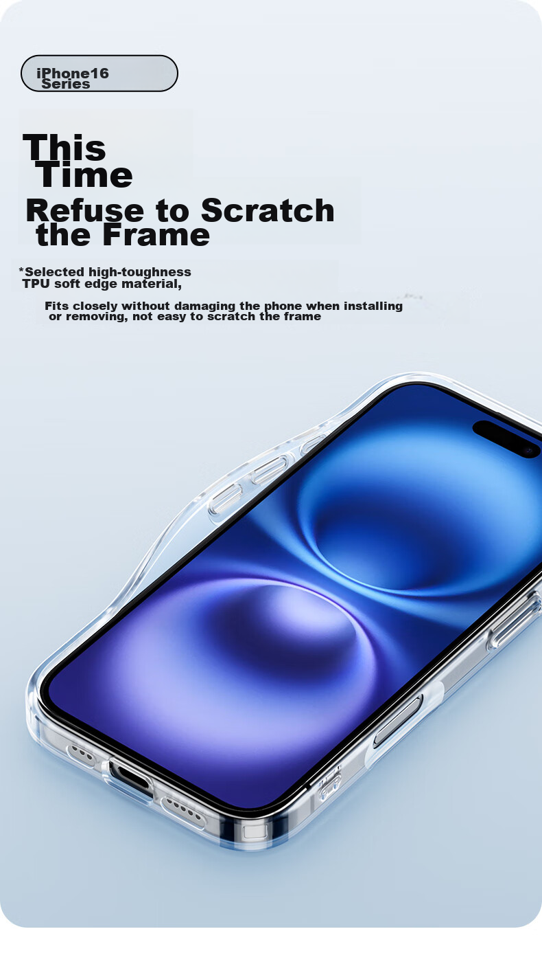 Чехол PISEN для Apple iPhone 16 Plus, прозрачный, противоударный, ультратонкий