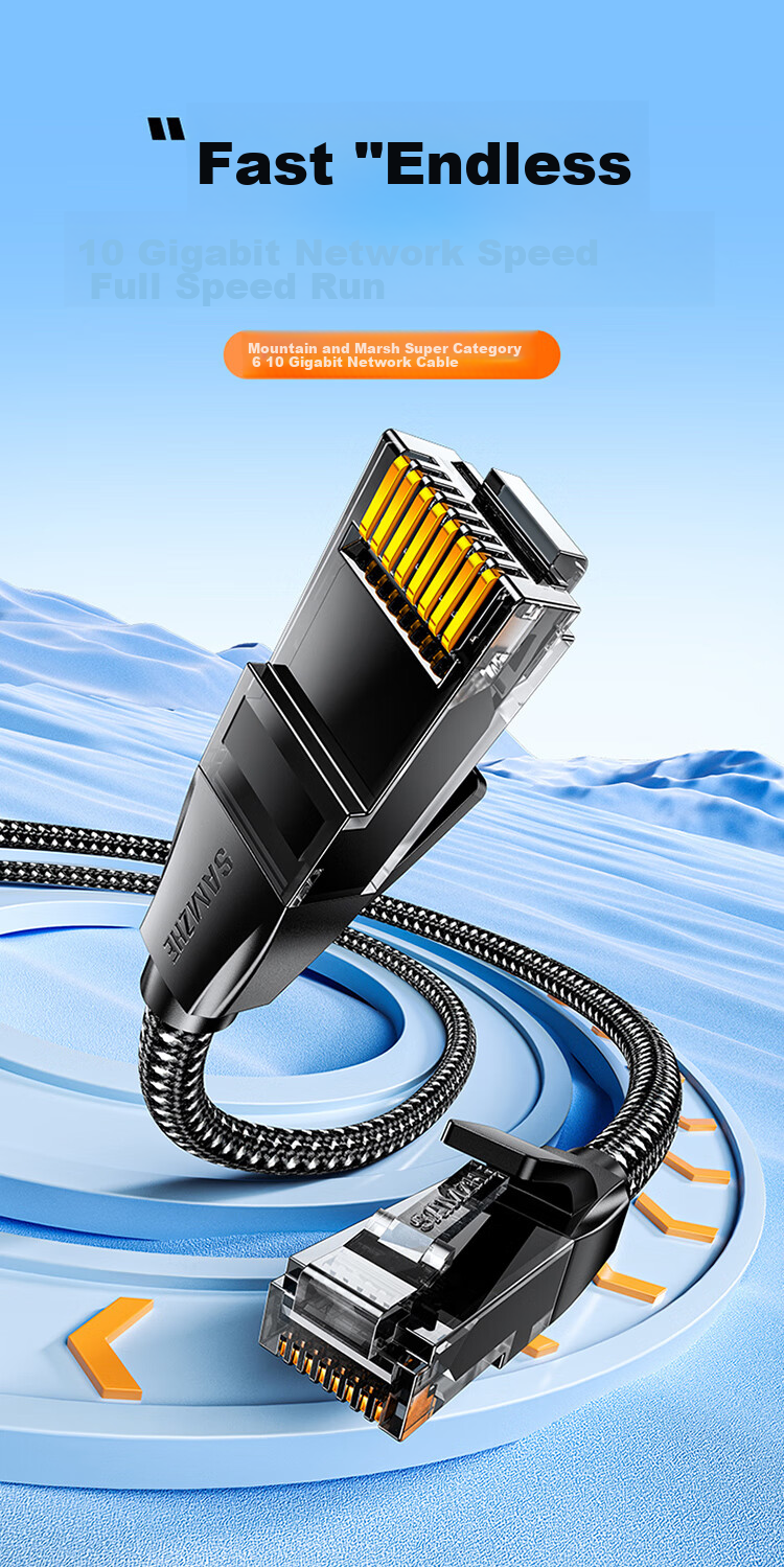 Сетевой кабель SAMZHE Cat6A Ethernet, 2 метра, чистая медь, 10 Гбит/с, патч-корд для домашнего компьютера, сетевое подключение, 8-жильный витой кабель, совместимый с 2.5G Gigabit, MWD6A020