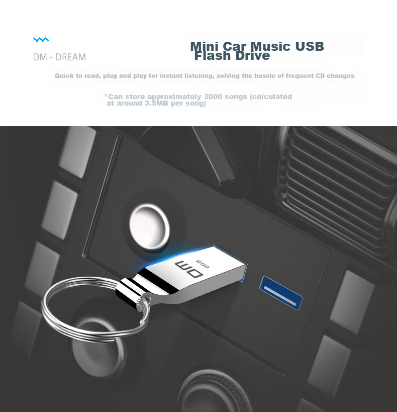 USB-накопитель DM PD076 Xiaofengling, 8 ГБ, USB 2.0, металлический, водонепроницаемый и ударопрочный, серебристый