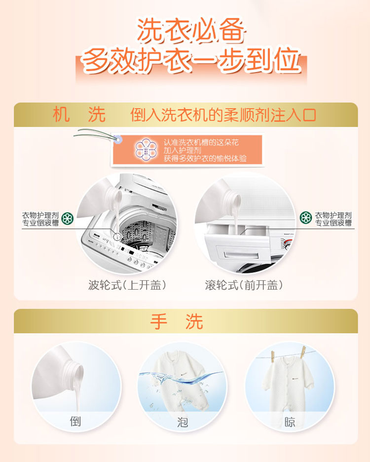 金纺衣物柔顺剂 柔软亲肤防静电纯净温和2.5L+2.5L(婴幼儿衣物可用)(漂洗时中和洗衣液残留)