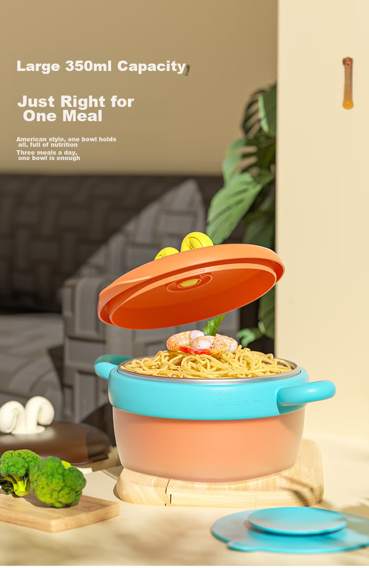 Детская тарелка COOKSS с контролем температуры и изоляцией, 316 нержавеющая сталь, оранжевая