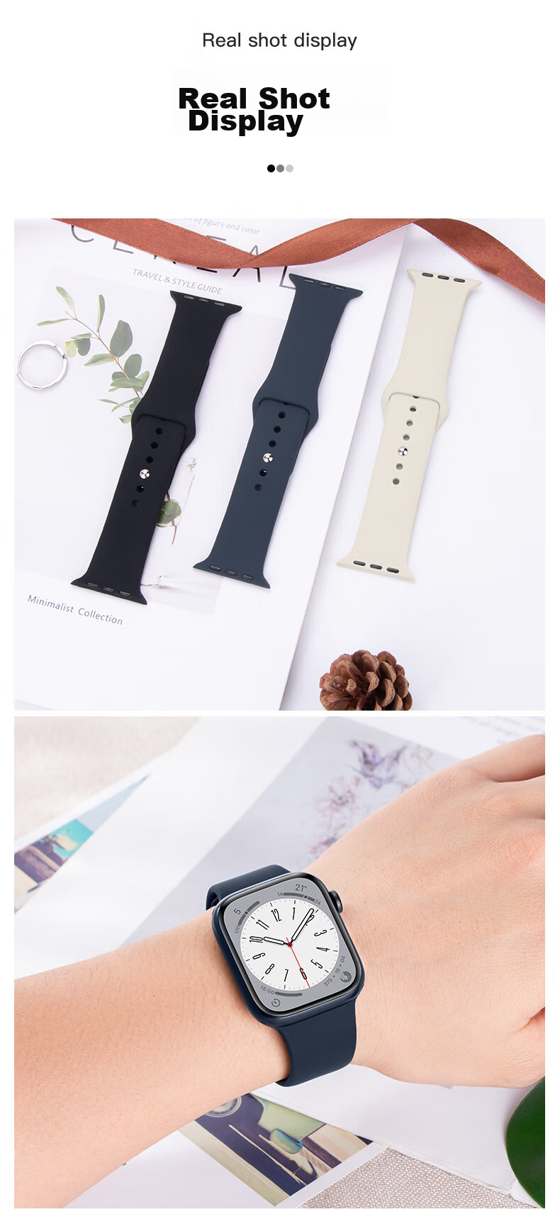 Спортивный ремешок BHO для Apple Watch, дышащий силиконовый ремешок для Apple Watch S11/S10/SE3 Sport Band, IWatch S9/8/7/6/Ultra3/2
