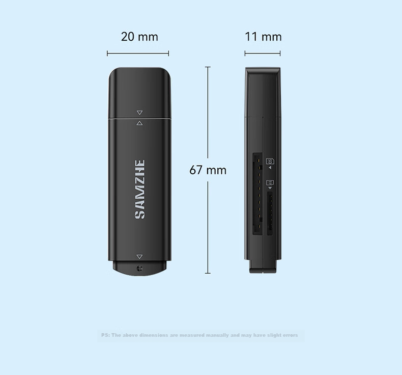 USB 2.0 Картридер SAMZHE CRA21B, черный, для SD/TF карт, 480 Мбит/с