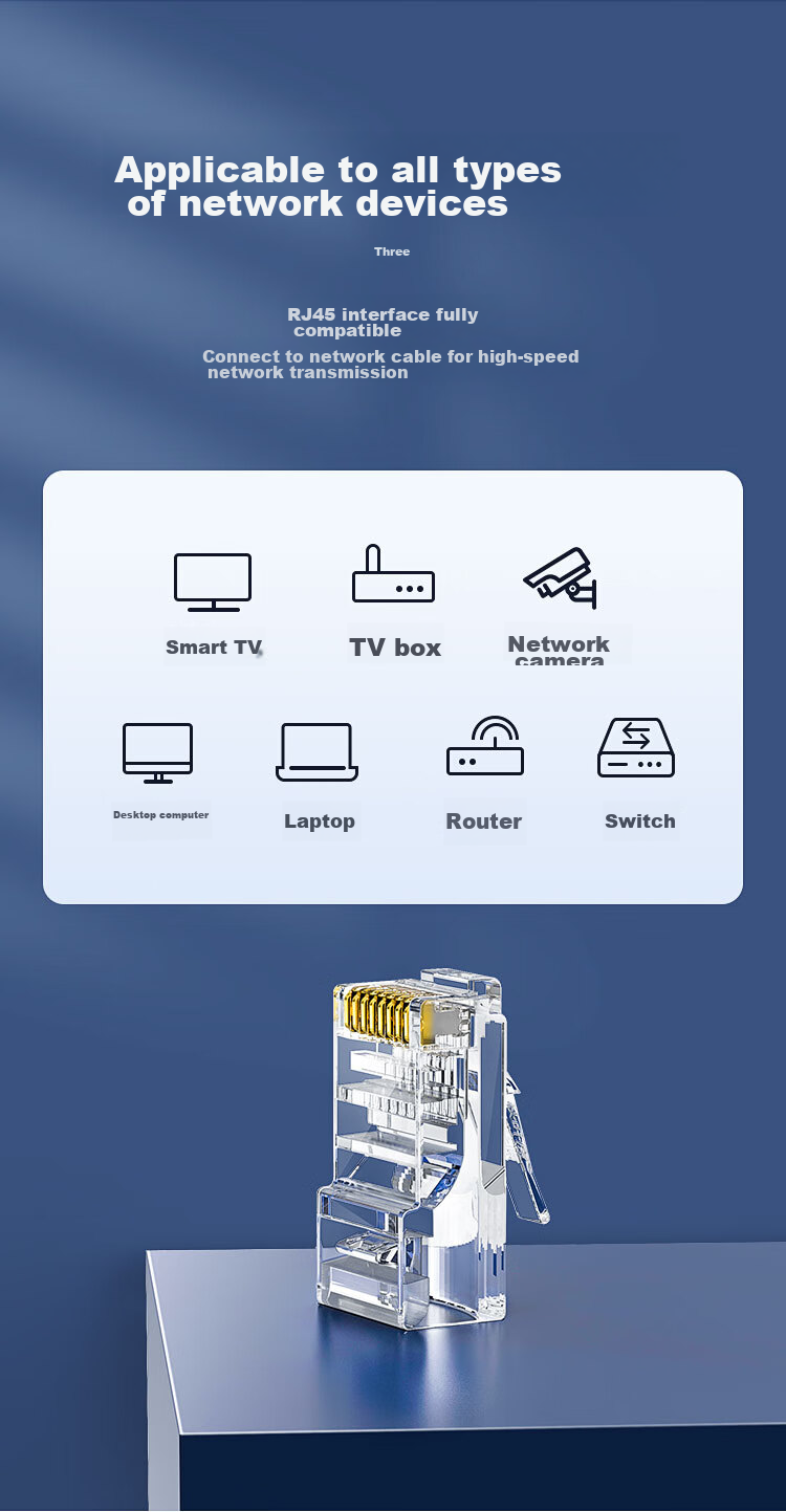 Коннекторы RJ45 CHOSEAL Cat5e, 100 шт. в упаковке, для компьютерной сети