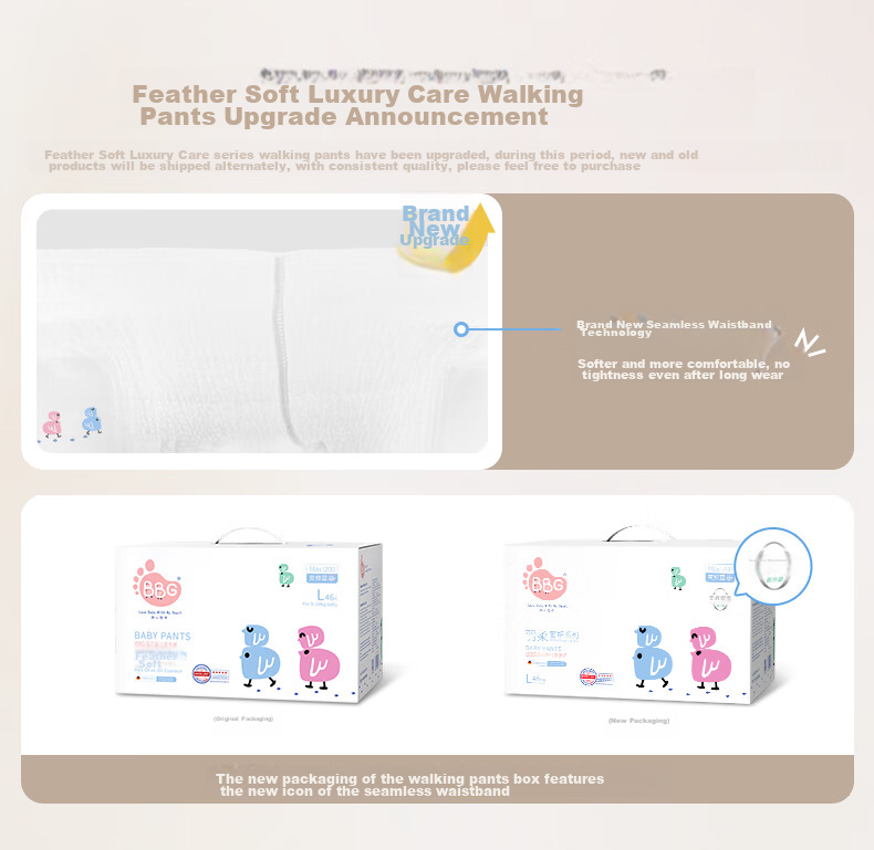 Подгузники BBG Blue Core Feather Soft Luxury Pull-Up Diapers, размер L, 46 шт. (8-10 кг)