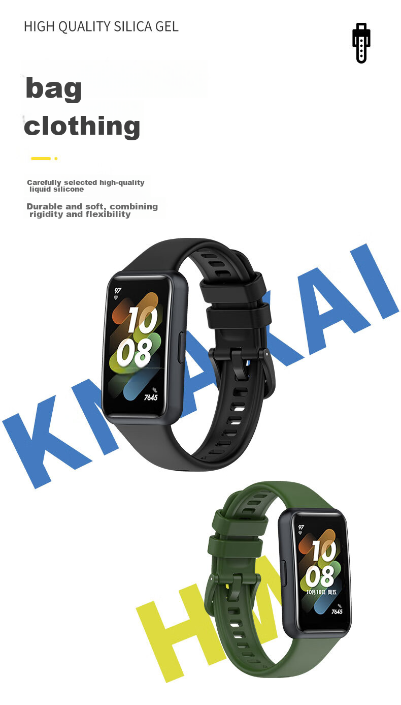 Ремешок KMaxAI для Huawei Band 7, силиконовый, черный