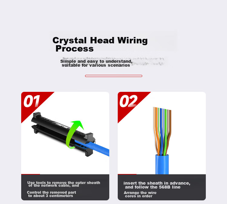 Коннекторы AMPCOM Crystal Head Cat5e, 30 шт., позолоченные, 30U, для гигабитных Ethernet кабелей, RJ45, 8P8C