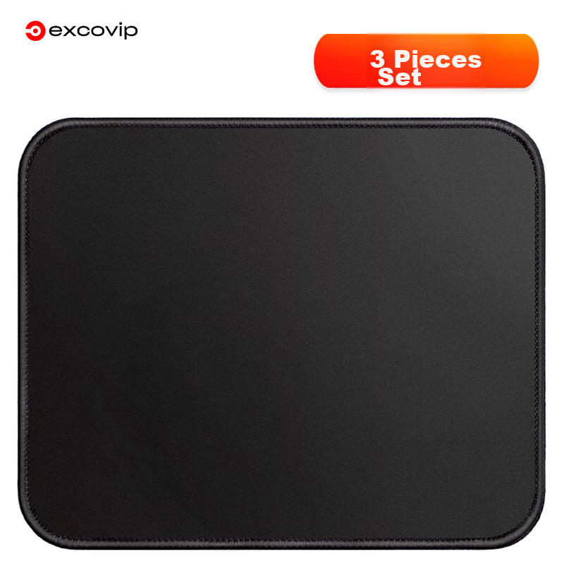 Коврик для мыши EXCO 3-Pack Thick Pure Black, маленький, портативный, для офиса, с блокировкой края, для игр, для ноутбука, оптовый заказ, наполнитель 0278