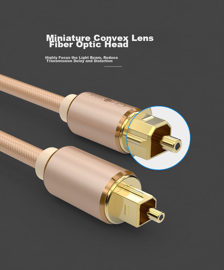 Цифровой аудио кабель CHOSEAL DH517T1, оптический, SPDIF, 1 метр, золотой