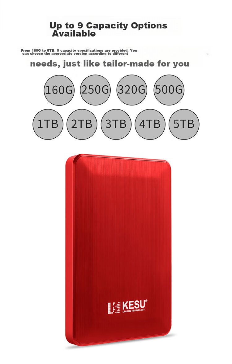 Портативный внешний жесткий диск KESU, 500 ГБ, USB 3.0, стильный черный, 2,5 дюйма, для резервного копирования файлов и фотографий, внешний накопитель