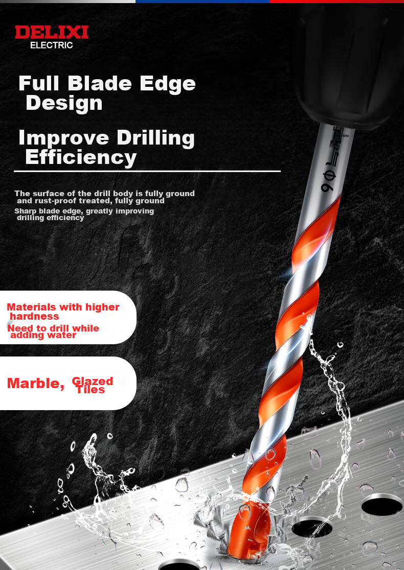Сверло DELIXI Bawang Drill, твердосплавное, для керамики, стекла, плитки, бетона, металла, 6 мм