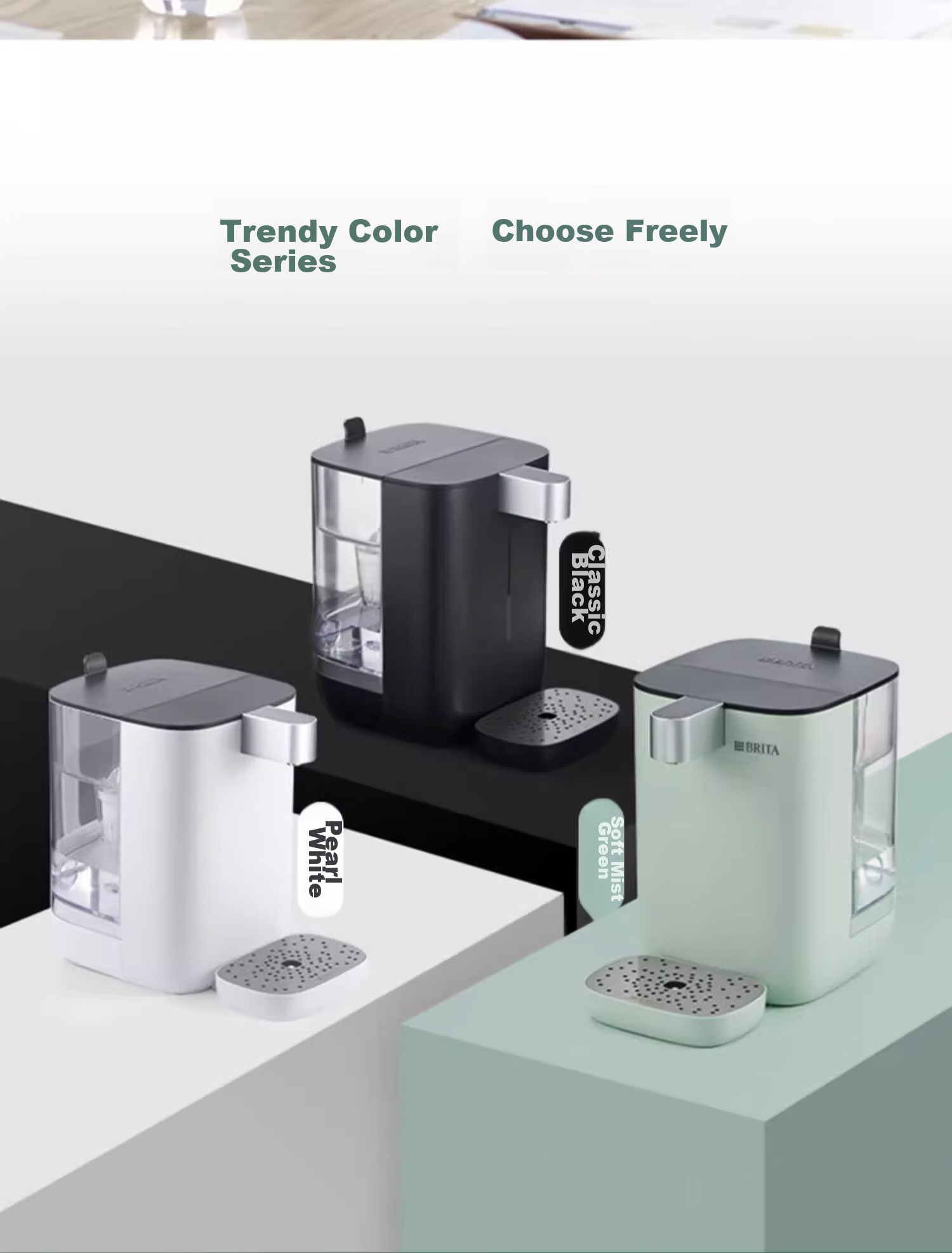 Настольный фильтр-кувшин Brita (BRITA) с функцией мгновенного нагрева воды, регулируемой температурой, не требует установки, белый