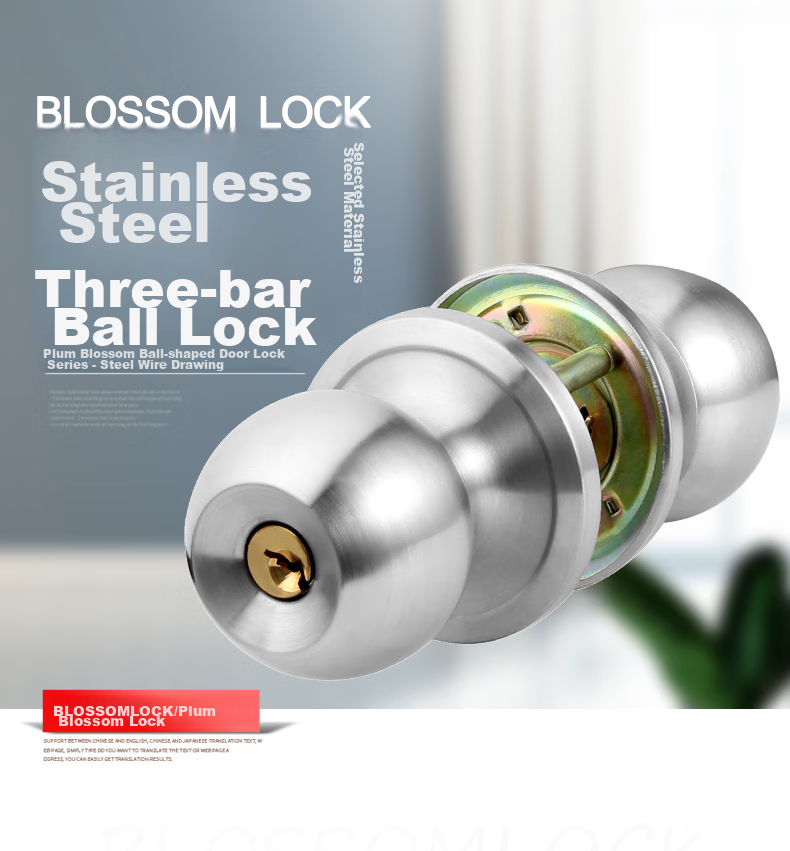 Замок BLOSSOM Spherical Lock, для внутренних дверей, из пластика, стали, алюминиевого сплава, для ванной комнаты, туалета, душевой, модель 587, трехстержневой, 3-5 см.