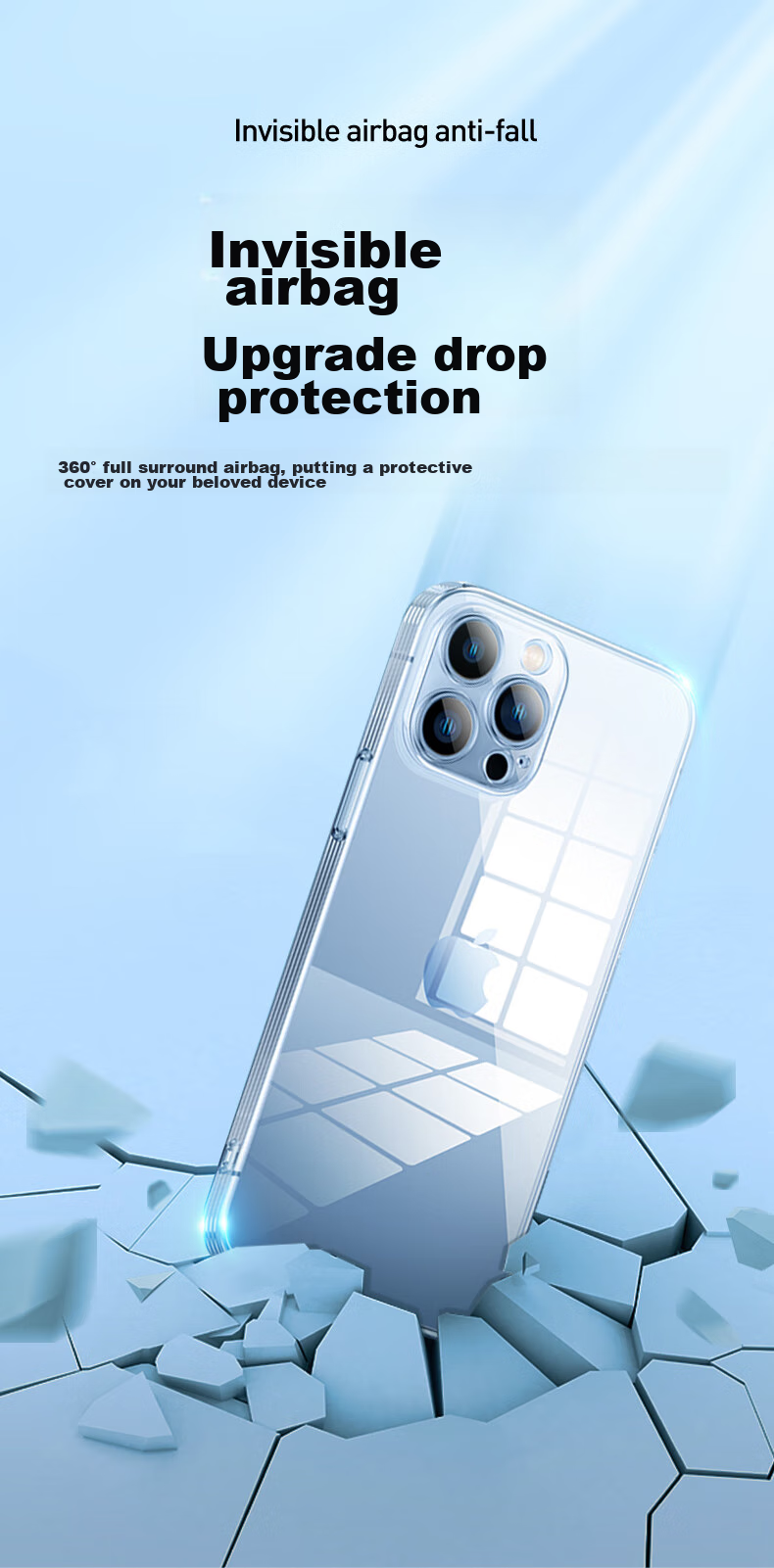 Чехол PISEN для iPhone 13, противоударный, прозрачный, с защитой камеры