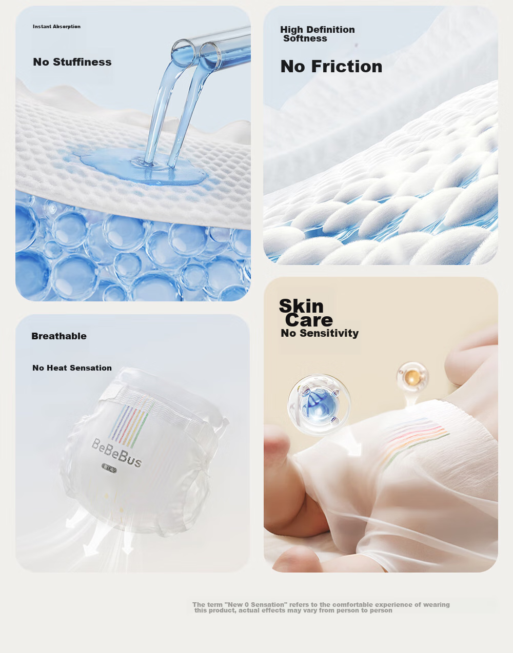 Подгузники Bebebus Ultra-Thin Breathable Diapers, размер NB, 54 шт., для новорожденных, для сна, на всю ночь