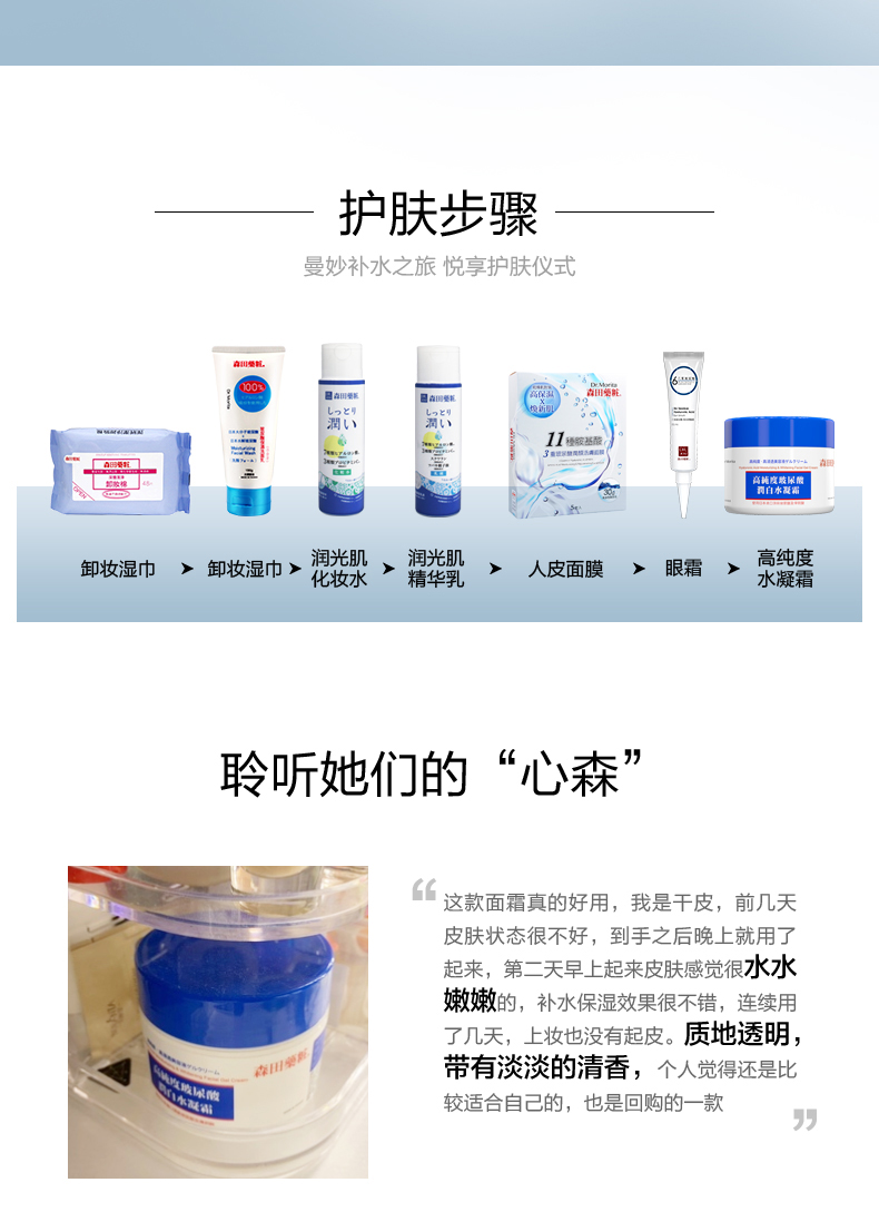 森田药妆（DR.MORITA） 高纯度玻尿酸润白水凝霜100ml 日晚霜 补水保湿面霜 护肤礼物