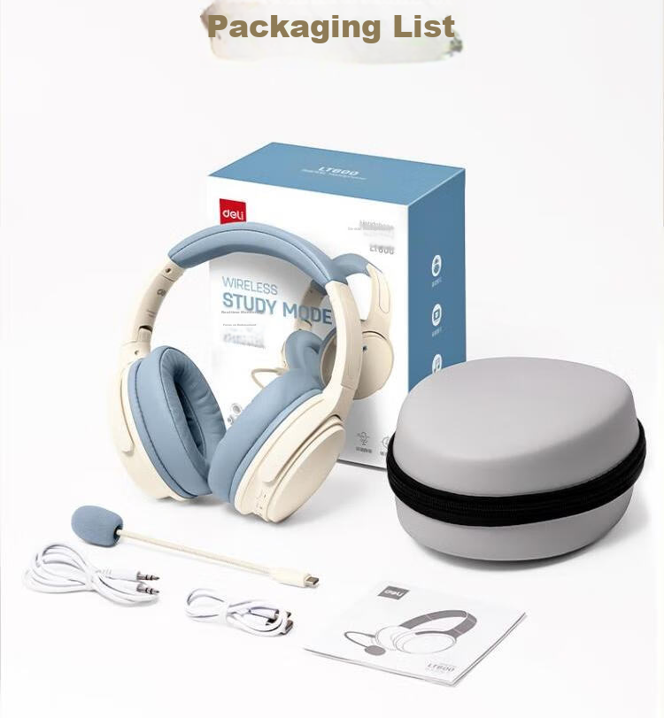 Детские наушники Deli LT600, Bluetooth 5.3, для детей, розовые, с микрофоном, для обучения и прослушивания музыки
