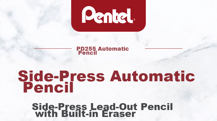 Механический карандаш Pentel PD255, 0.5 мм, черный, для студентов, с ластиком