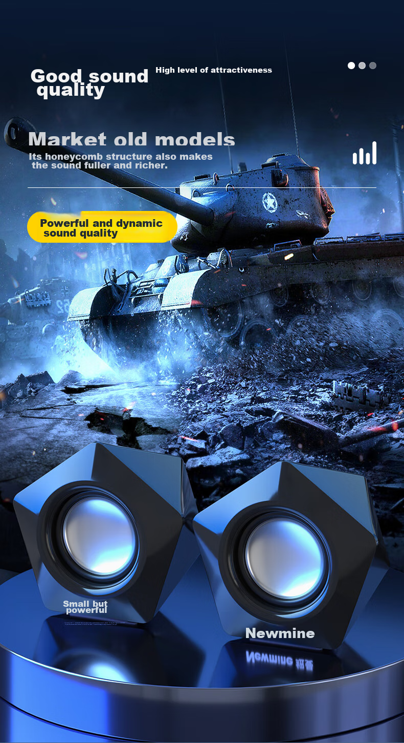 Колонки компьютерные Newmine N61, 2.0, проводные, USB, 2x3 Вт, белый