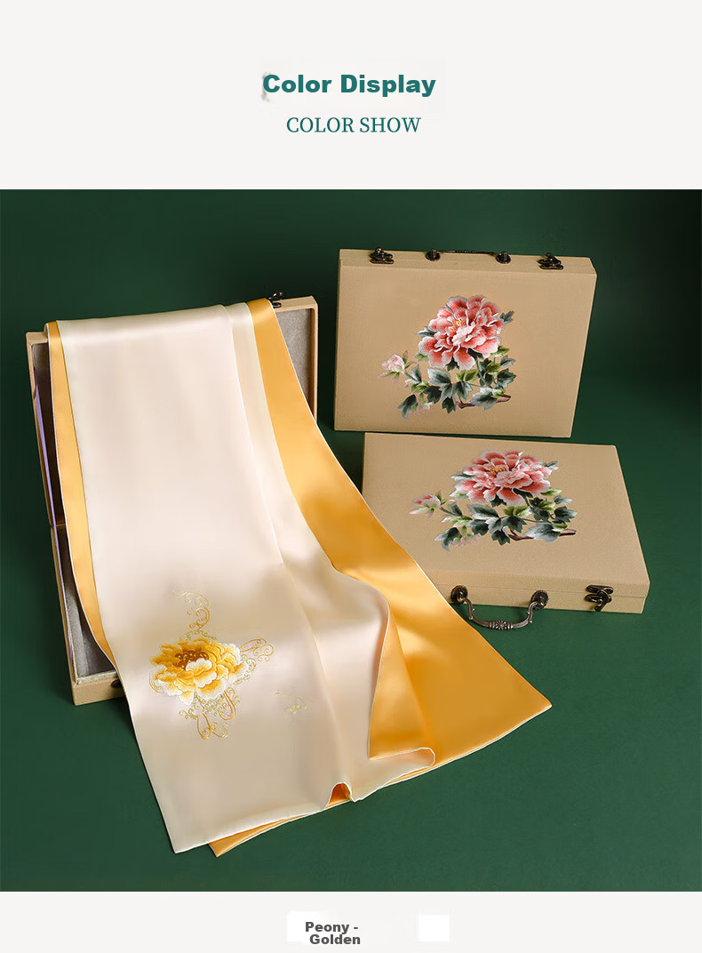 Шелковый шарф Hangsilu Suzhou Embroidery с вышивкой для женщин, зимний шарф из тутового шелка, подарочная коробка высокого класса, подарок на день рождения и праздник для мамы, новогодний подарок
