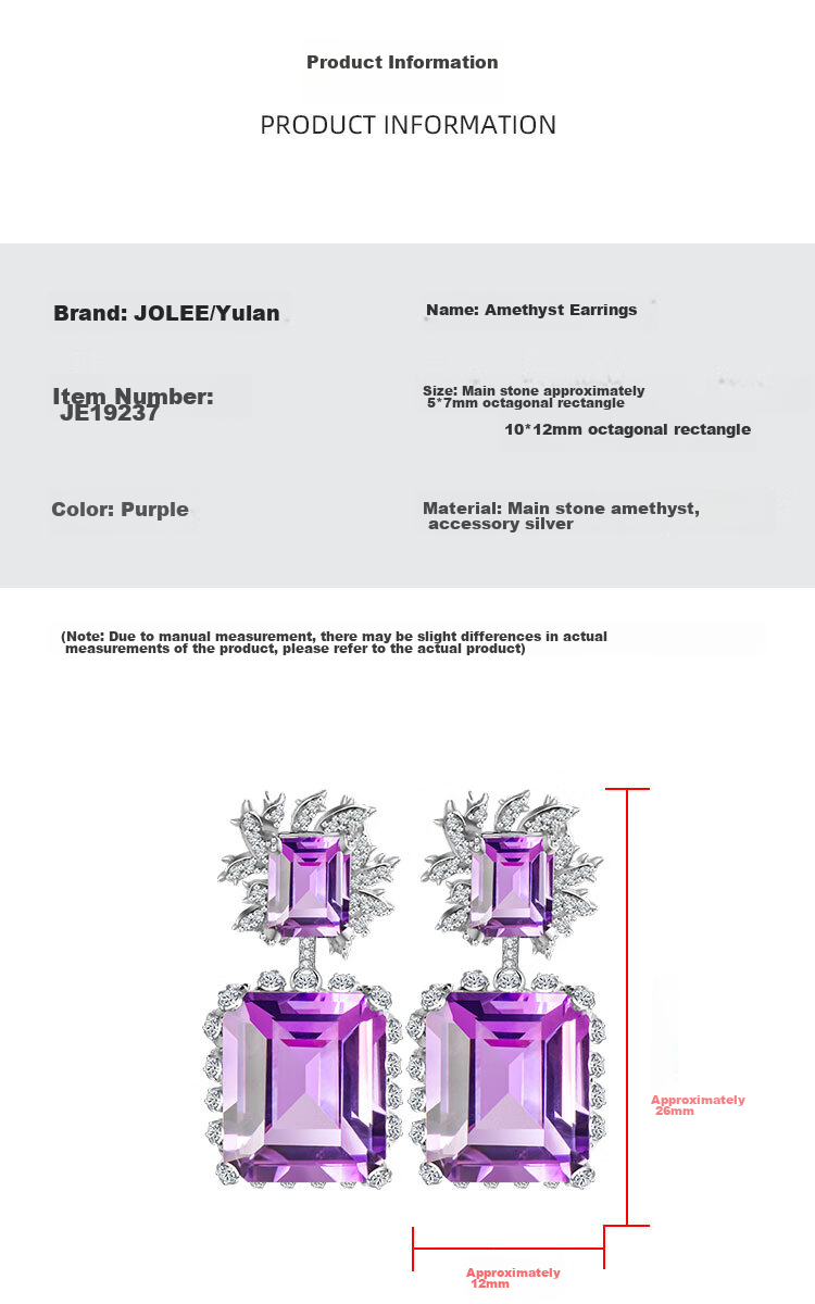 Серьги JOLEE из серебра 925 пробы с натуральным аметистом и цветными камнями, модные роскошные ювелирные серьги для женщин, подарок на День Святого Валентина
