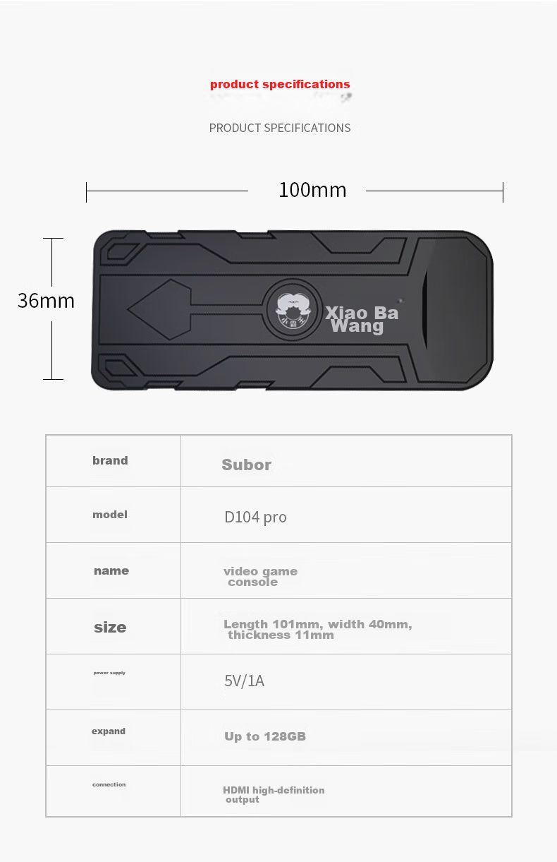 Игровая приставка Xiaobawang D104Pro с беспроводными геймпадами, 4000 игр, ретро-консоль для ТВ