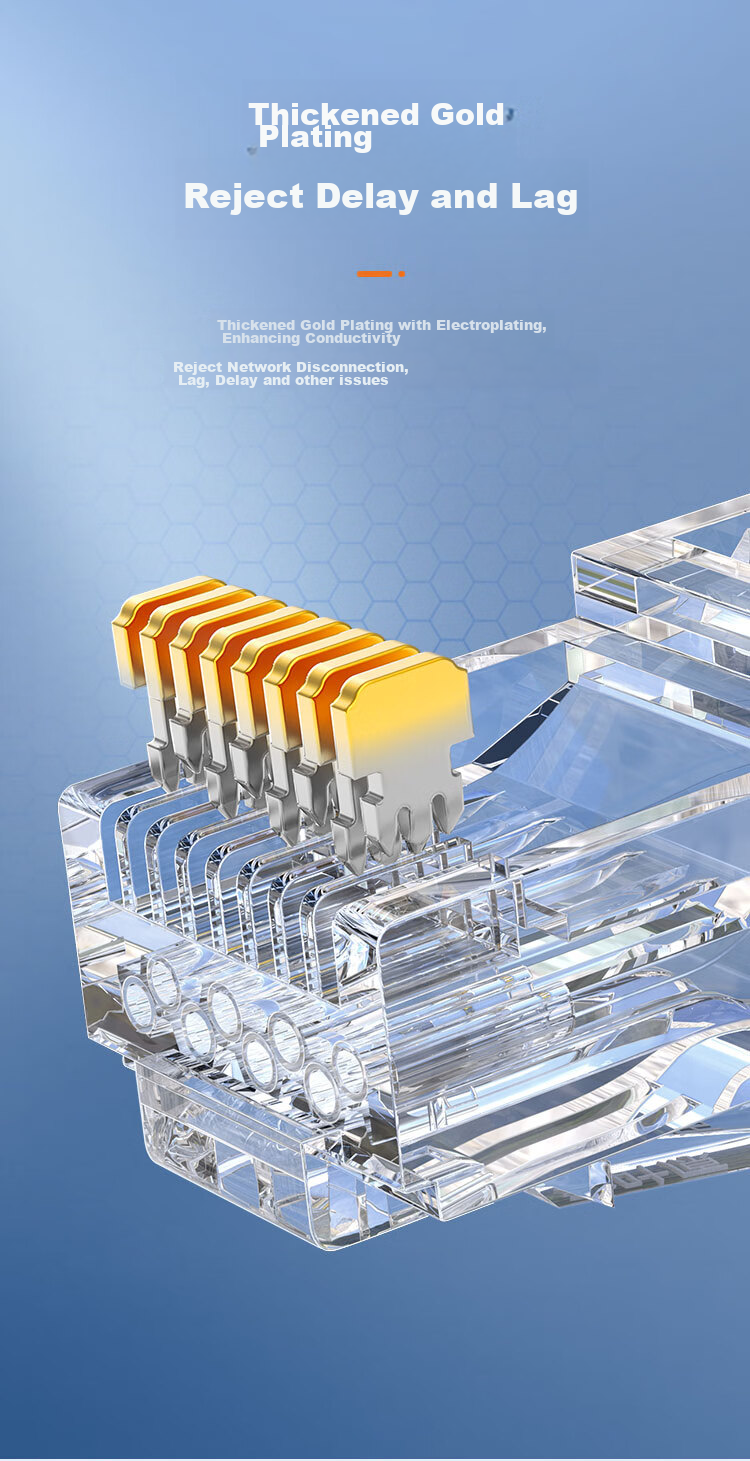 Коннекторы CHOSEAL Cat6 RJ45 Gigabit Engineering Grade Crystal Head, 8P8C, 50 шт., QLA60SZ50