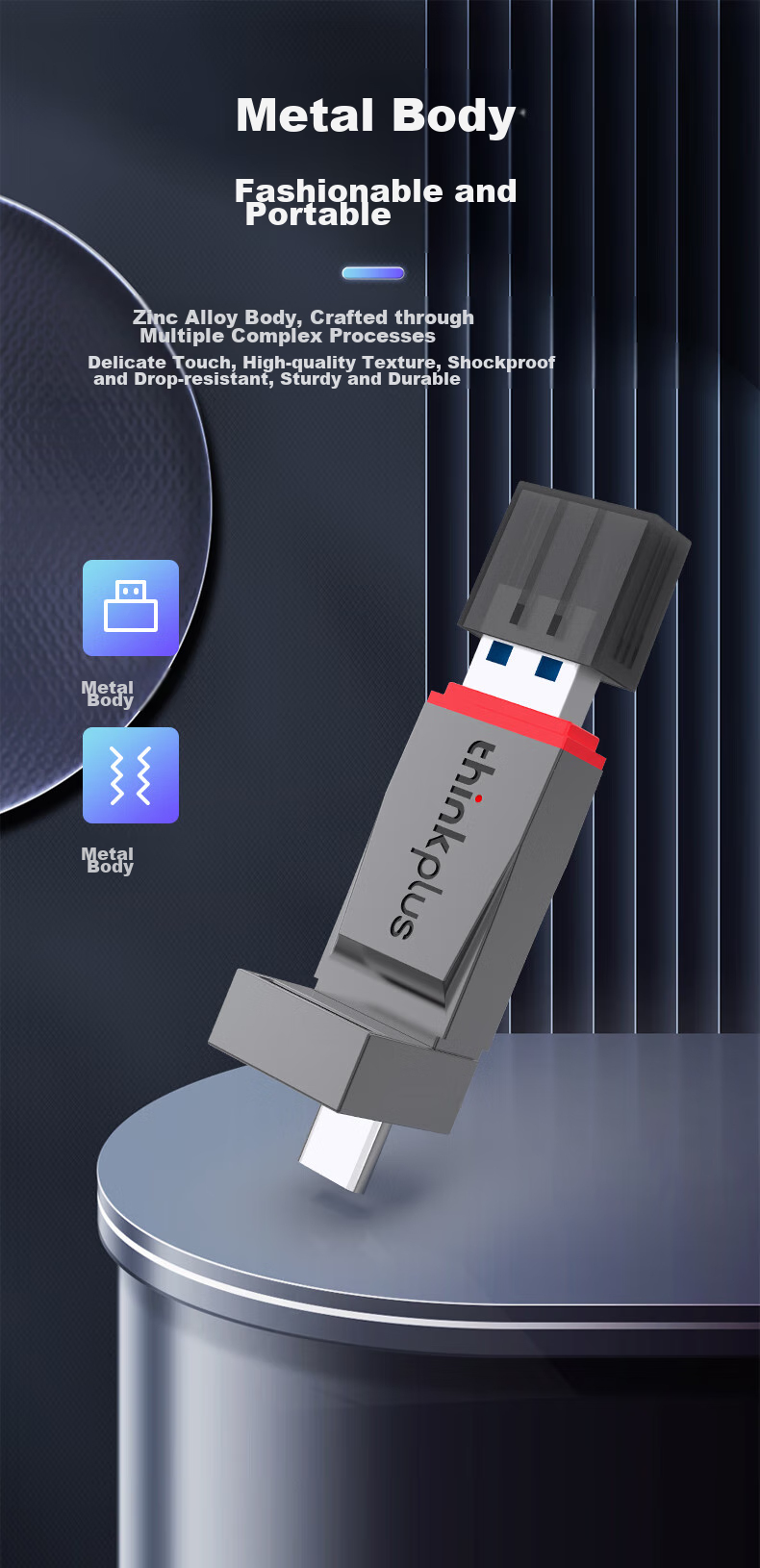 Флеш-накопитель Lenovo ThinkPlus TU280, 128 ГБ, USB 3.2 Type-C, металлический корпус, серый
