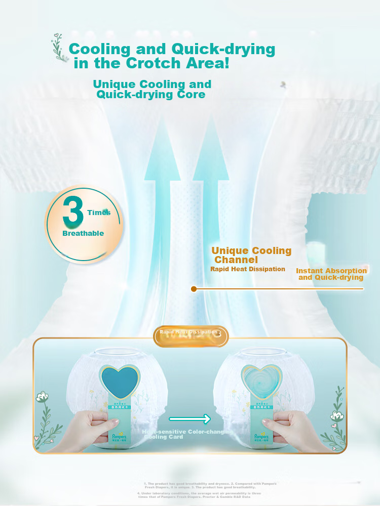 Подгузники Pampers Cooling Champion Level 1, трусики для новорожденных, ультратонкие, дышащие, L72, 9-14 кг