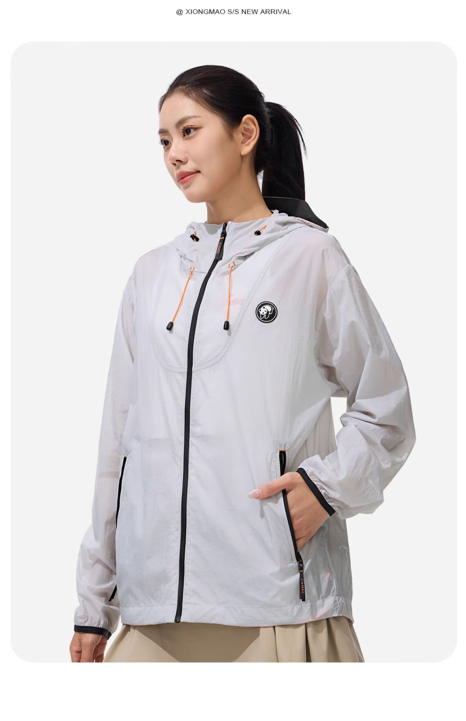 CAMEL [Panda Collaboration] Уличная одежда для защиты от солнца, UPF50+, уровень защиты от УФ 4, водоотталкивающая одежда для защиты от солнца Shanqiao 3.0, размер M