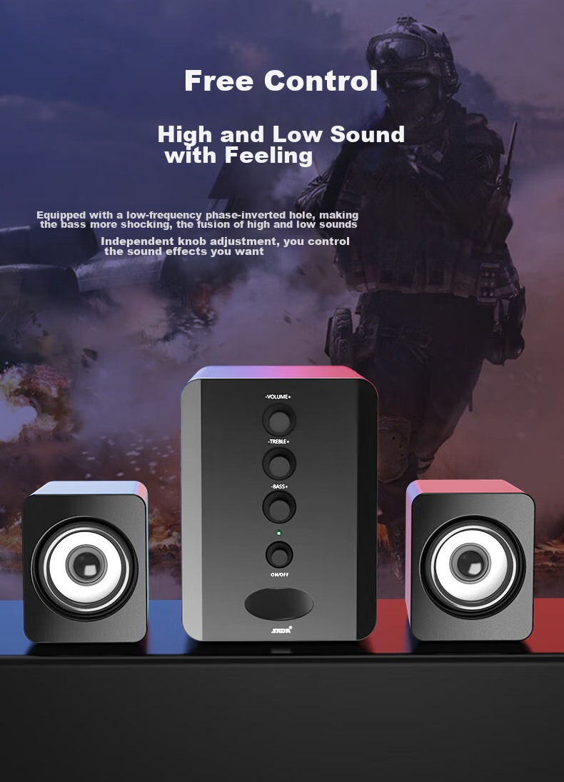 Компьютерная акустика SADA D-202, мультимедийная Bluetooth-колонка, активные настольные колонки, сабвуфер, проводные, совместимые с телефонами и ноутбуками