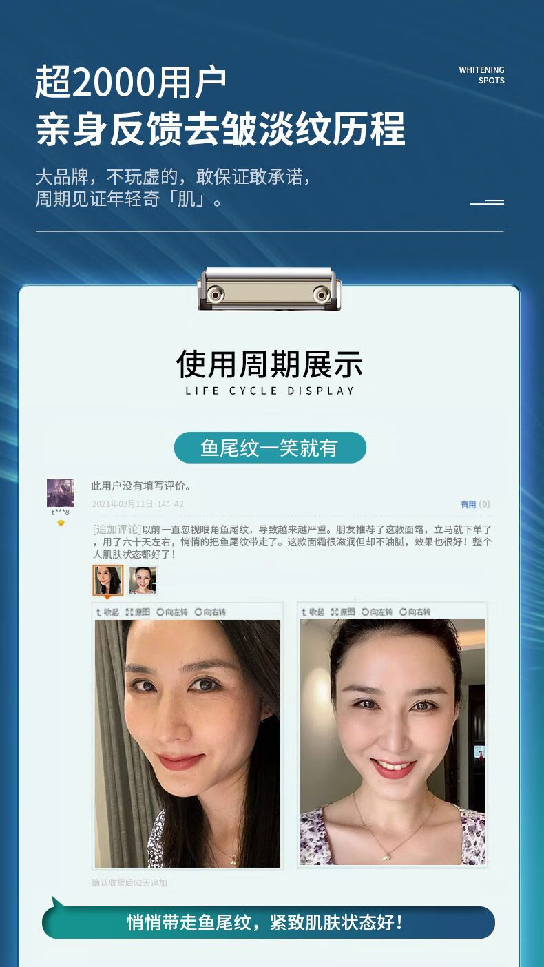 白云山抗皱面霜淡化细纹法令纹抬头纹鱼尾纹提拉紧致肌肤胶原重组霜填充霜50g *1