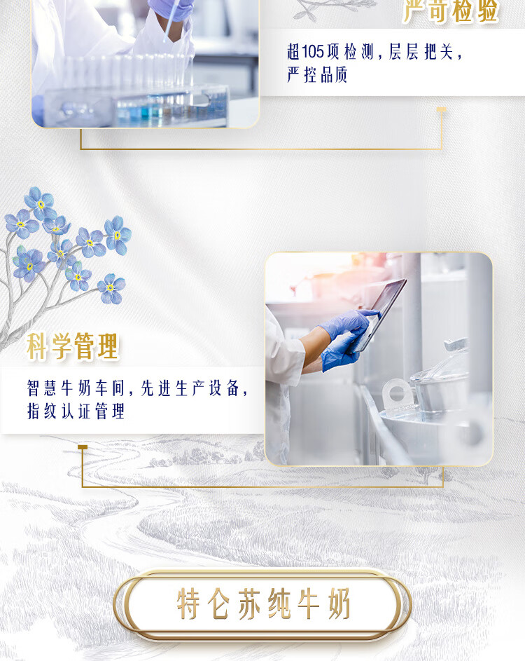 蒙牛 特仑苏 纯牛奶 全脂灭菌 250ml×12 高端品质经典营养