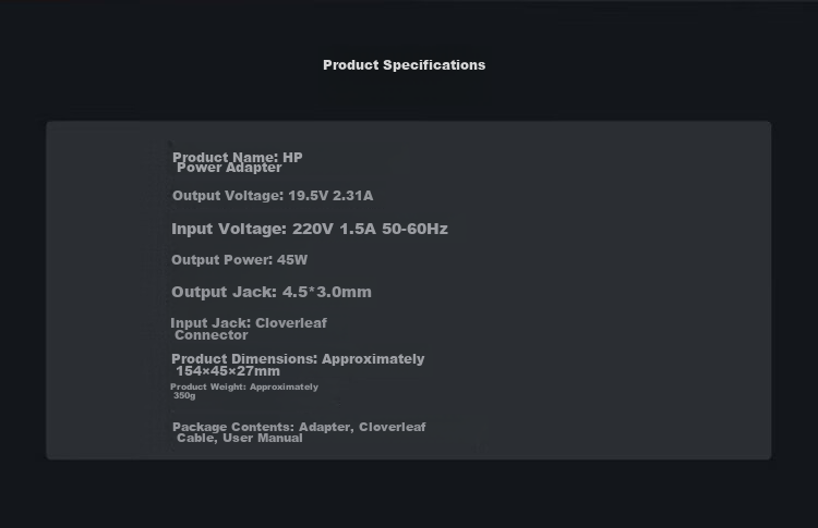 Зарядное устройство для ноутбука Youpin HP, 19.5V 2.31A 45W, универсальное, синий порт с Pi