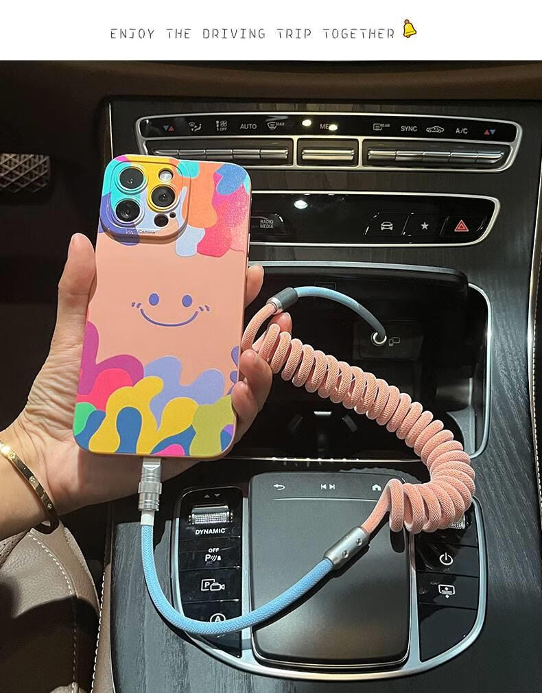 Автомобильное зарядное устройство Dijialun с кабелем для Apple iPhone 14, Carplay BMW Mercedes-Benz, USB+Apple, 100W, черный