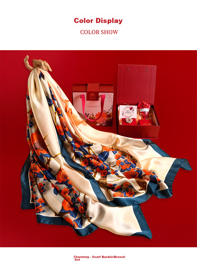 Шёлковый шарф Hangsifu, подарочный набор, женский шарф-платок, новый год, подарок маме, auspicious year gift for women