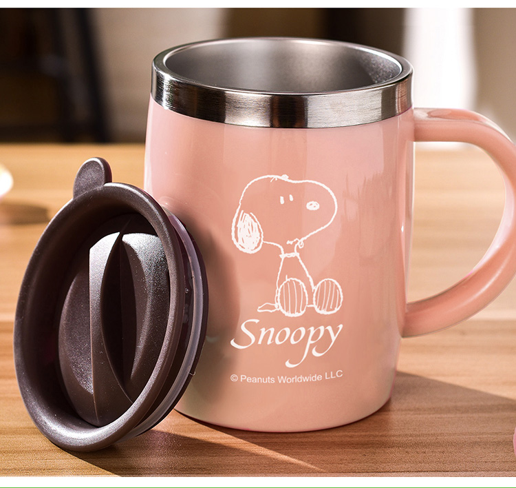 Термокружка SNOOPY с ручкой, 420 мл, белая