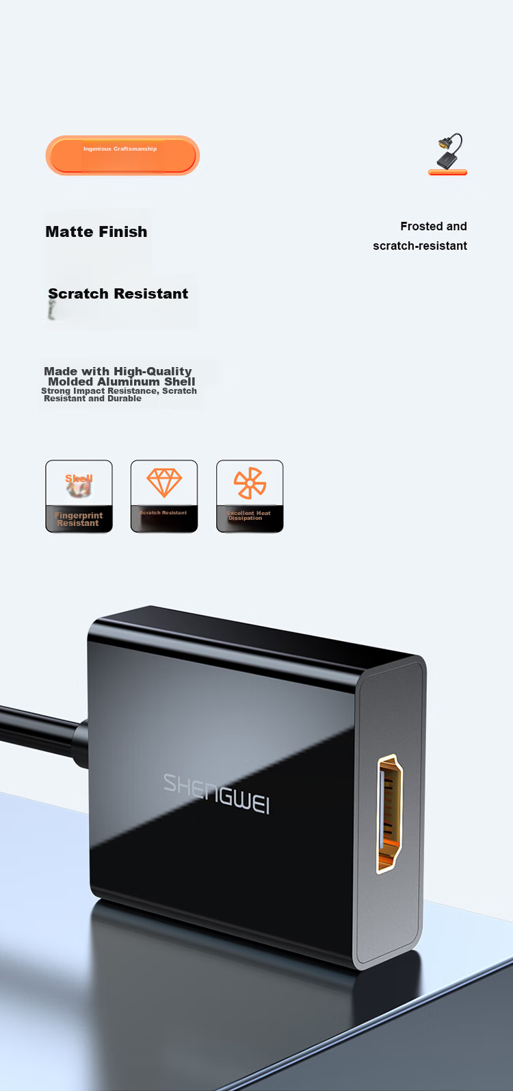 Shengwei VGA - HDMI адаптер с аудио и питанием, 1080P, черный, AVH1025G
