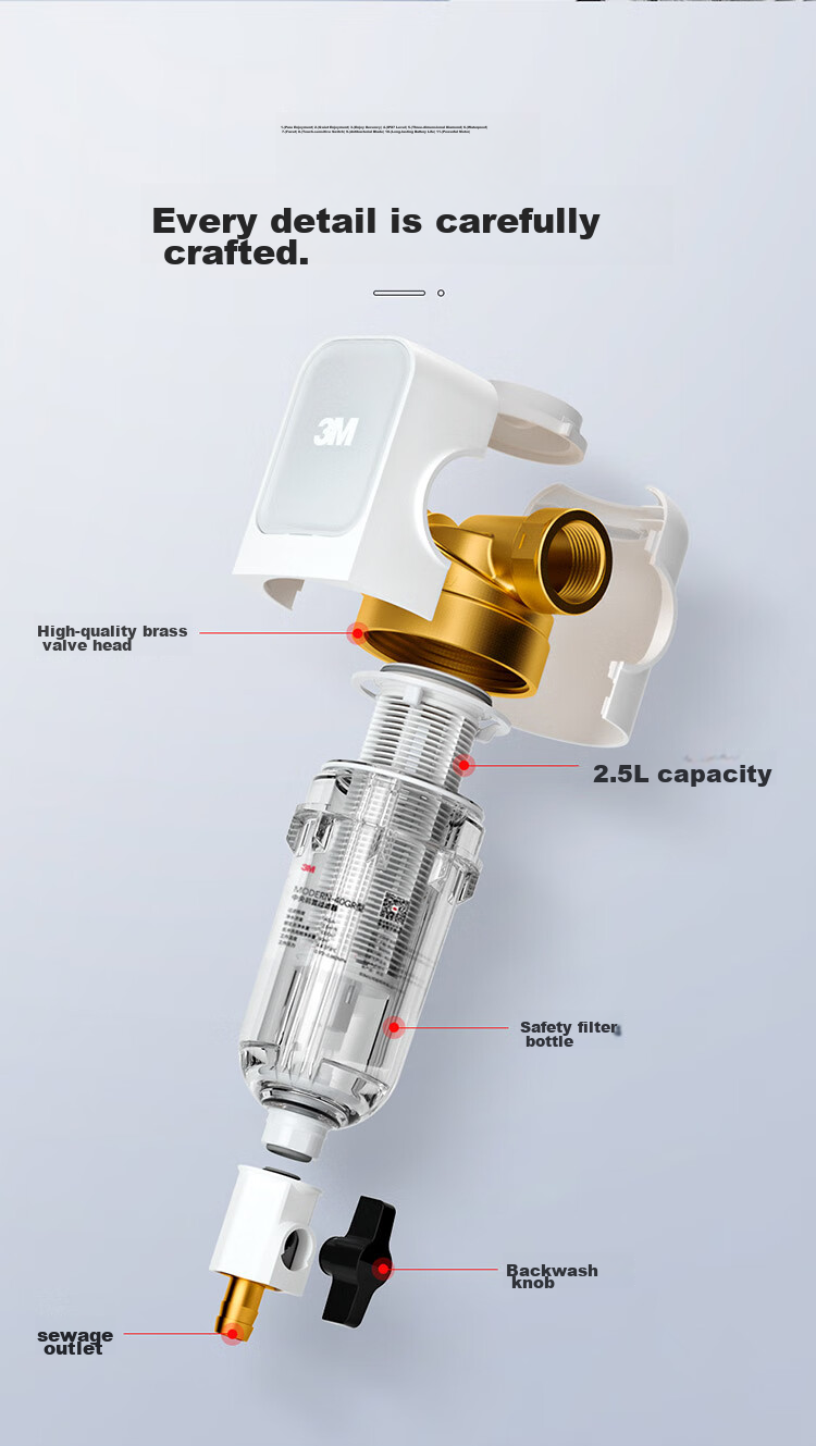 3M MODERN-40GR Система фильтрации воды для дома, предварительный фильтр, кран для всего дома, импорт из Германии, не требует замены картриджа