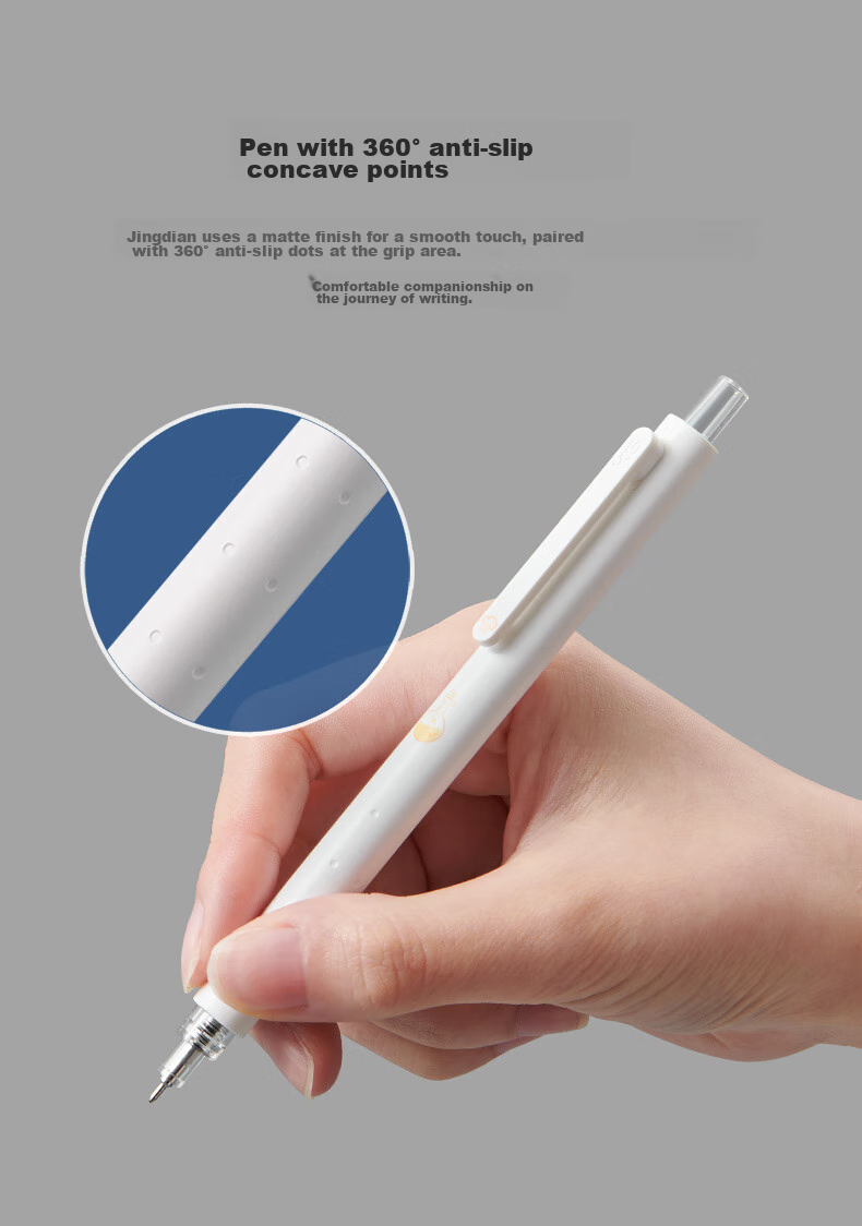 Ручка гелевая KACO Jingdian Subject Retractable Gel Pen, стильная, 0.5 мм, черная, для экзаменов и письма, 4 шт. в коробке