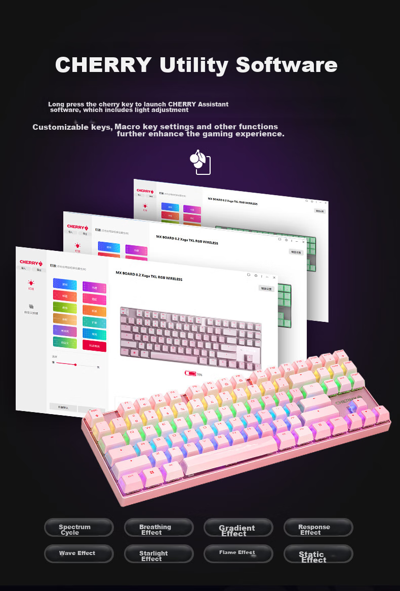 CHERRY MX8.2 Xaga Wireless Keyboard, Bluetooth Tri-Mode Office Mechanical Keyboard, Compatible with MAC System, Three-Transparency PBT Keycaps Customizable Keyboard, New Year Gift