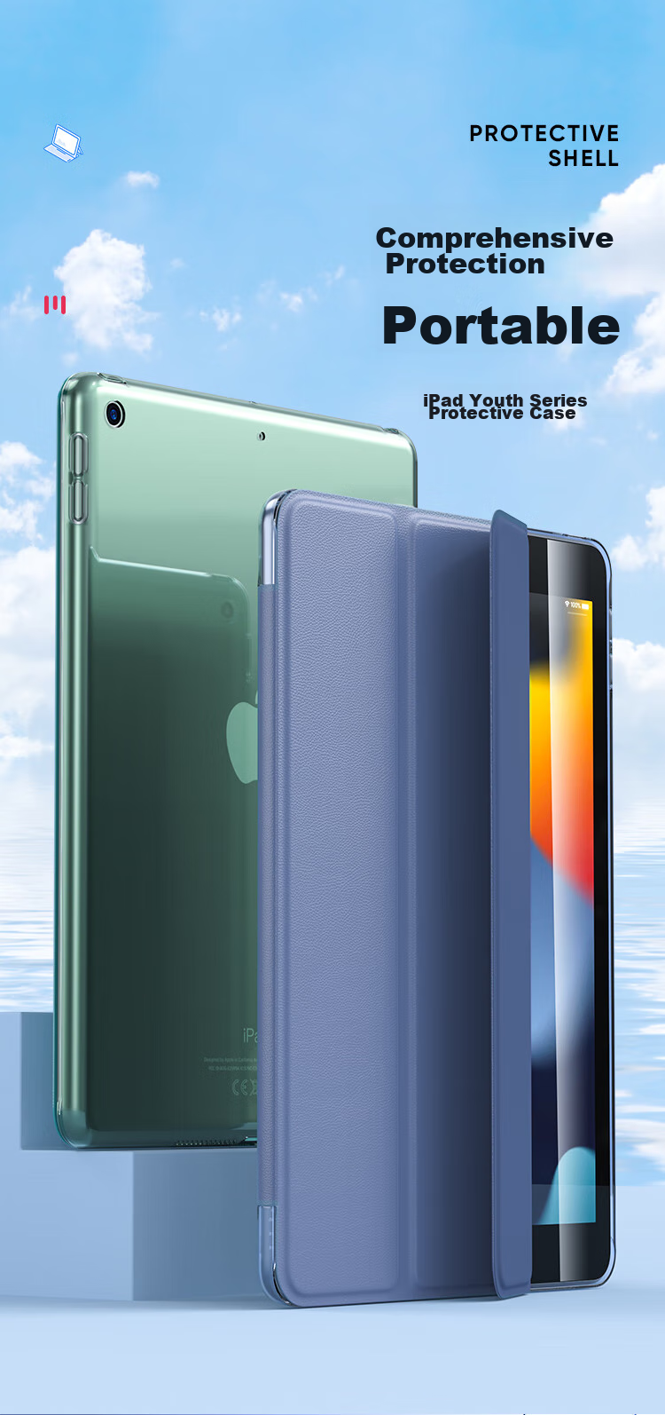 Защитный чехол CangHua для iPad 9/8/7 10.2 дюйма, совместимый с моделями 2021/2020/2019, с подставкой, противоударный, цвет Лавандовый