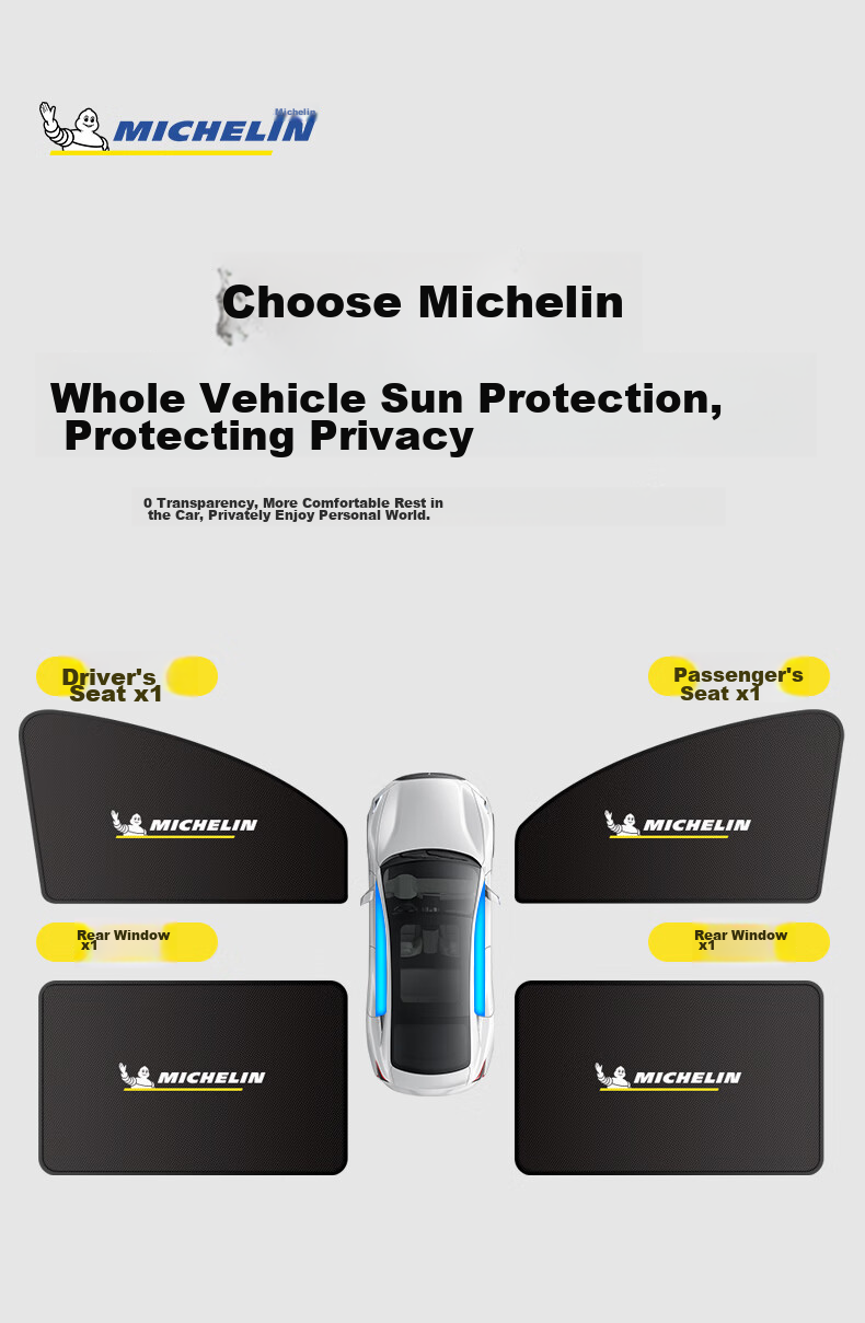 Магнитные шторки MICHELIN для боковых окон автомобиля, защита от солнца и жары, складные, 4 шт.
