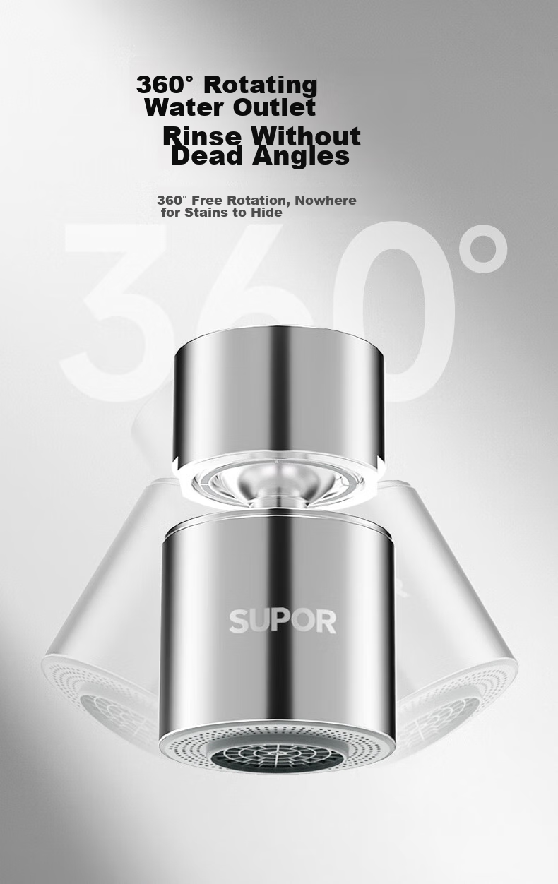 Аэратор для смесителя SUPOR, 360° поворотный, противобрызговый, с плотным потоком воды, модель 4.0, медный