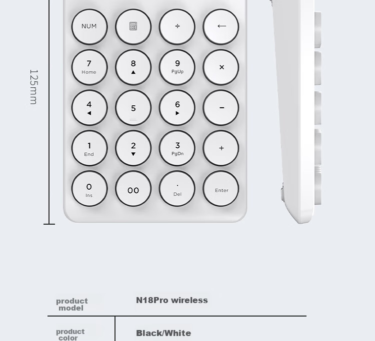 Цифровая беспроводная клавиатура Aigo N18MAX, 2.4G, черный, для ноутбуков и настольных компьютеров, для финансов, кассиров и биржевых стоек