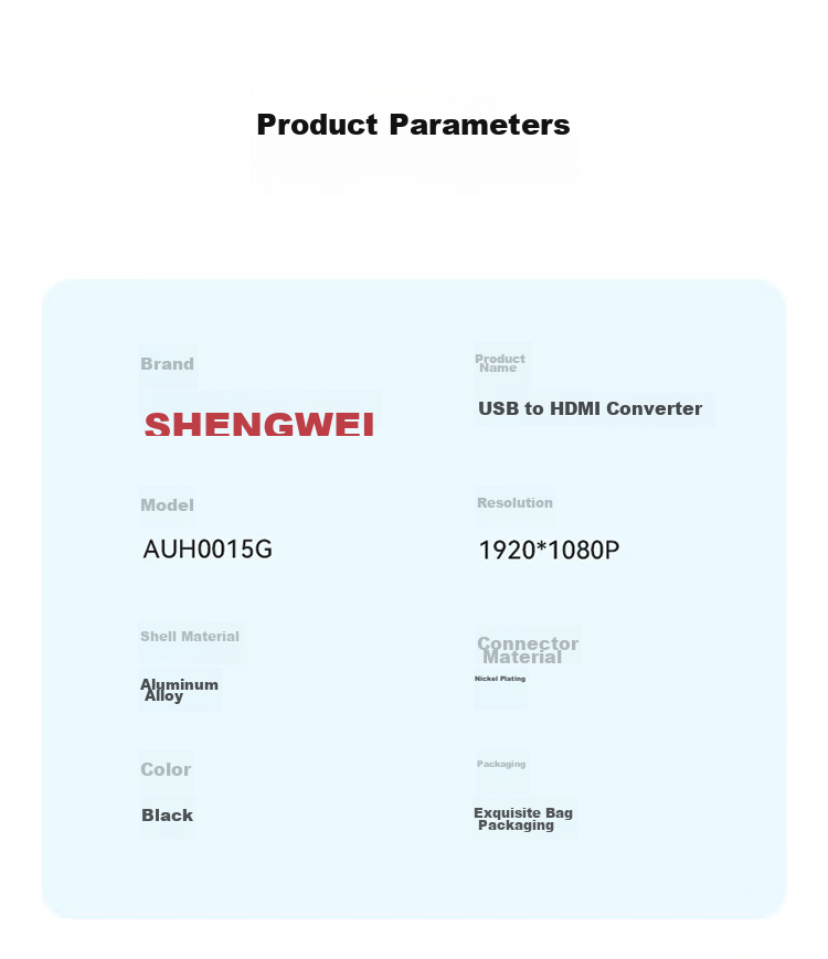 Shengwei USB to HDMI конвертер-адаптер, 1080p HD, двухэкранное расширение для ноутбука/хоста, внешняя видеокарта для подключения к телевизору, проектору, монитору, AUH0015G