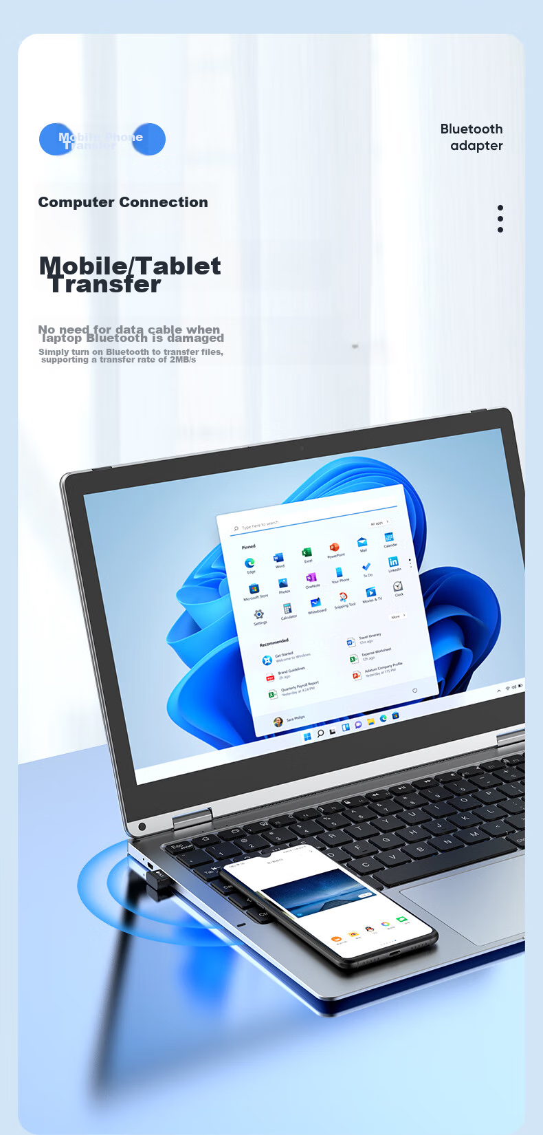Bluetooth-адаптер BIAZE USB 5.3, приемник и передатчик Bluetooth, Plug and Play, для ноутбуков и настольных компьютеров, подключается к клавиатуре, мыши, внешним динамикам, беспроводным наушникам Bluetooth