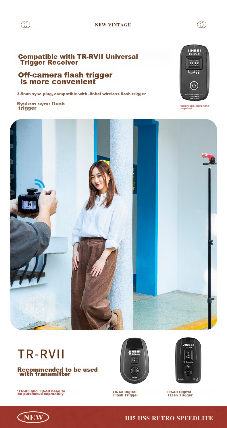 JINBEI Hi-5 HSS Retro Speedlite - портативная студийная вспышка для фотосъемки, совместимая с Sony, Fuji, Canon, Nikon, Olympus
