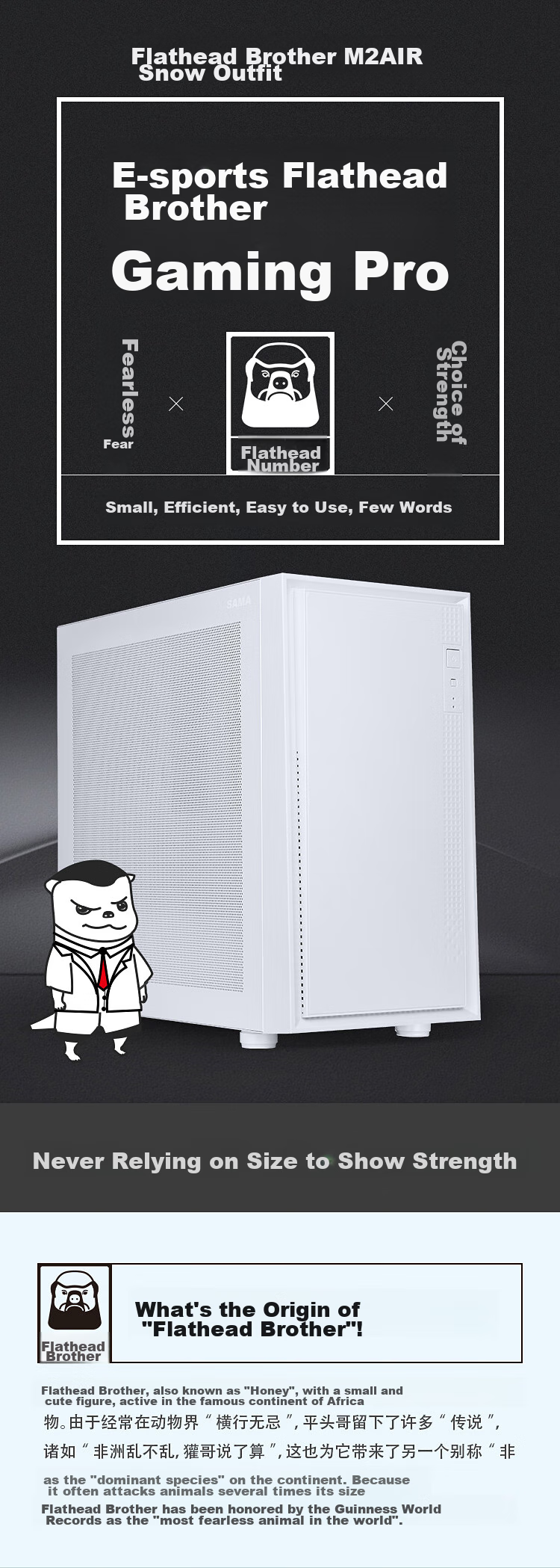 Компьютерный корпус SAMA Pingtouge M2 Air Snow Edition, стандартная конфигурация: Type-C / Dual USB 3.0 / боковая сетчатая вентиляция для отвода тепла / поддержка материнской платы M-ATX, водяное охлаждение 240 мм